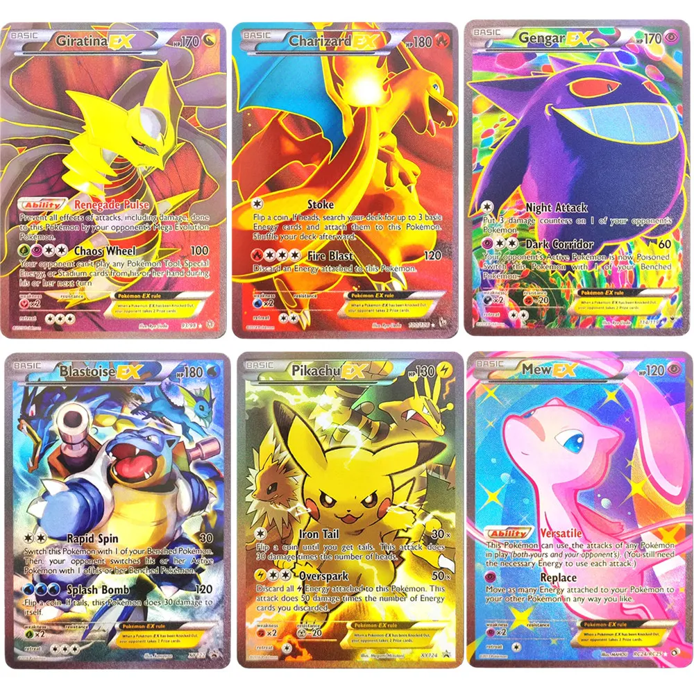 

Прокси карты покемонов PTCG XY Promo Charizard Gengar Giratina Mew Lucario Lugia Venusaur EX XY123 Коллекционная карта английских игр
