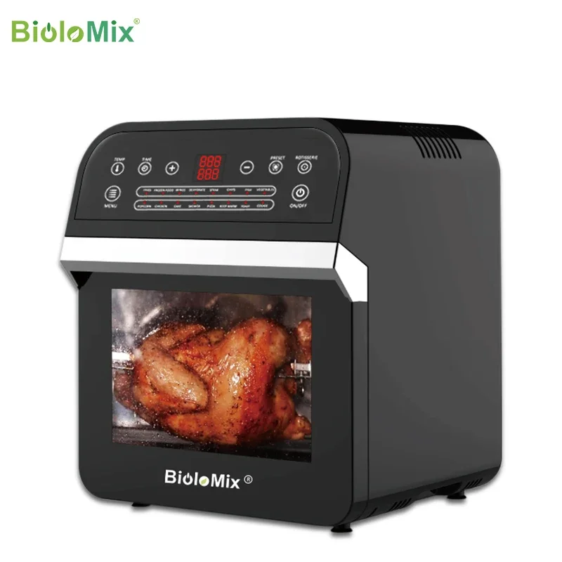 BioloMix 12L 1600W Air Fryer Oven Toaster Rotisserie and Dehydrator With LED Digital Touchscreen, 16-in-1 Countertop