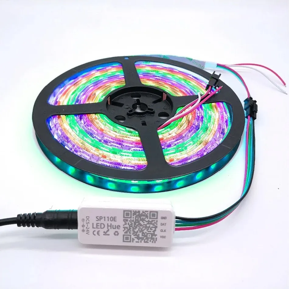 SP110E RGB Controller Bluetooth Smart APP 5V 12V 24V 1024 Pixel for WS2811 WS2812B APA102 SK6812 SPI Addressable LED Strip Light