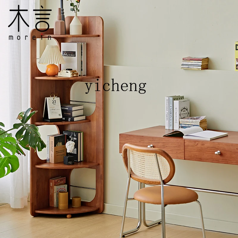 

XL five-layer corner rack, solid wood storage triangle cabinet, retro wind corner display rack