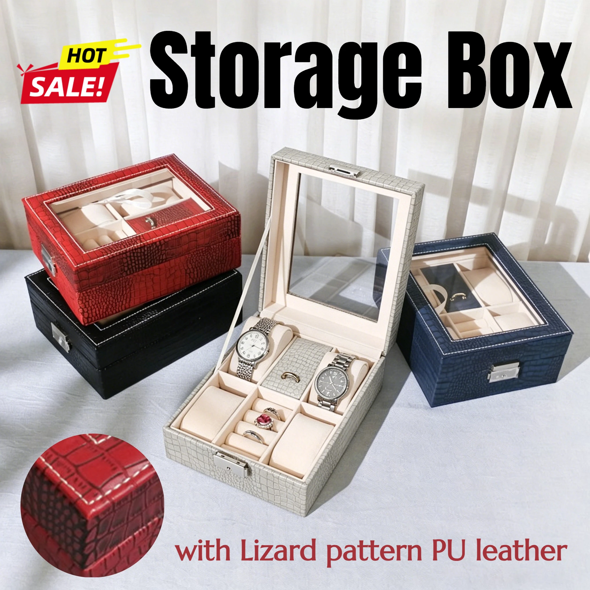 

PU Leather Watch Jewelry Box Travel Case Organizer Storage Box for Ring Earrings Bracelet Watch Jewery Case Casket Gift