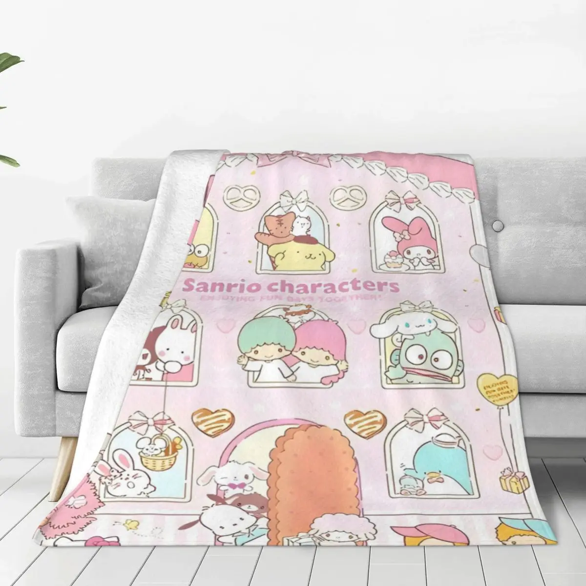 Warm Blankets Travel Office Cartoon Sanrio My Melody Bedding Throws Flannel Bedspread For BedroomFunny Sofa Bed Cover