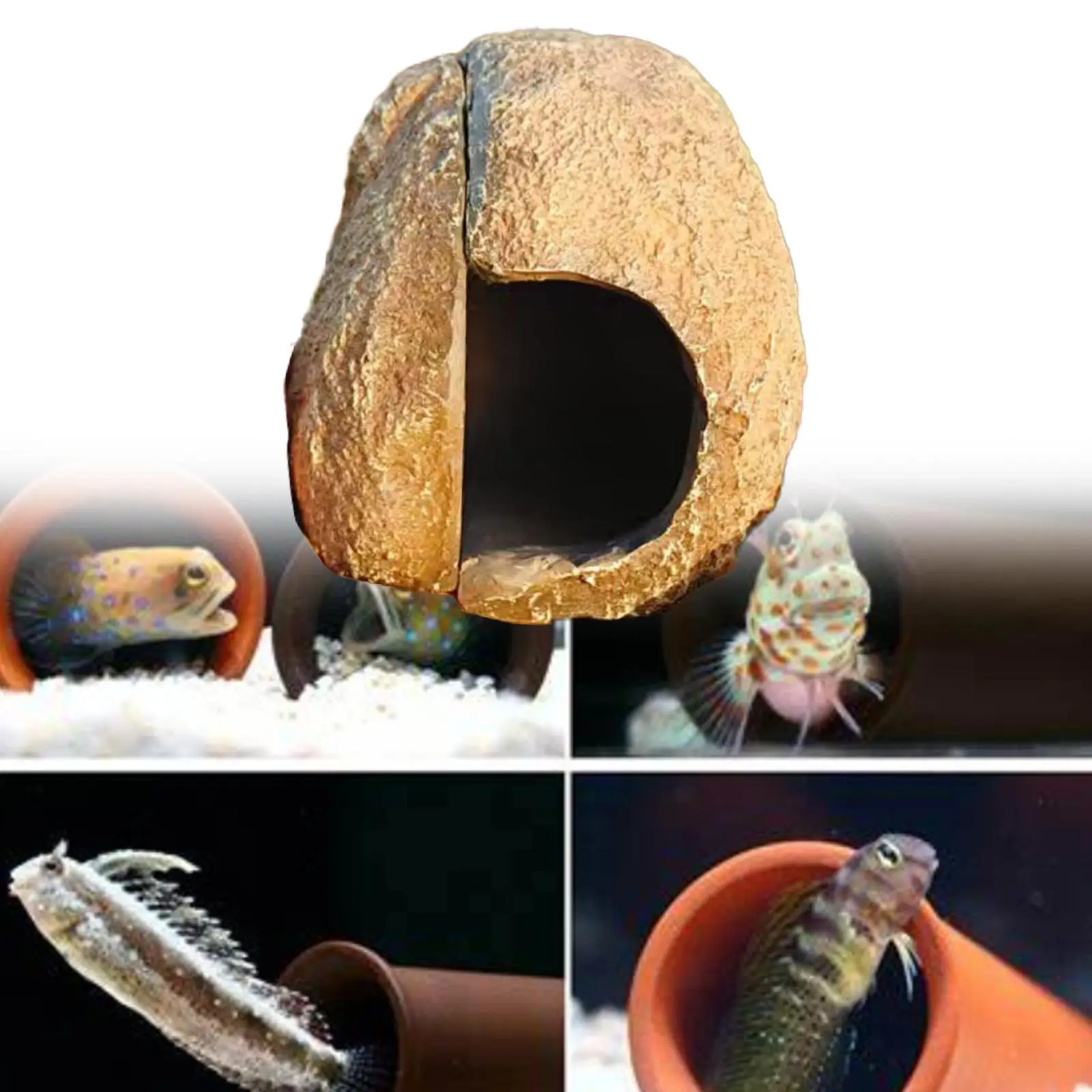 Aquarium Hideaway Cave House Resin Decorative Artificial Natural Aquarium Decor for Bearded Dragon Frogs Garden Newts Amphibians