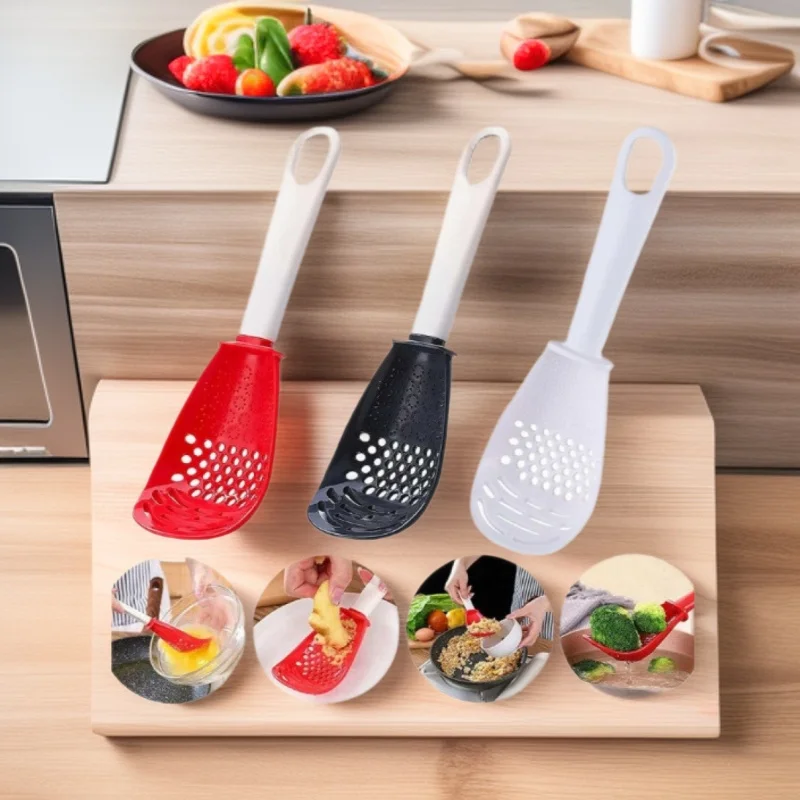 

Multifunctional Kitchen Accessory Cooking Spoon Kitchen Strainer Scoop To Cut Garlic Hanging Hole Potato Garlic Press Egg Tools