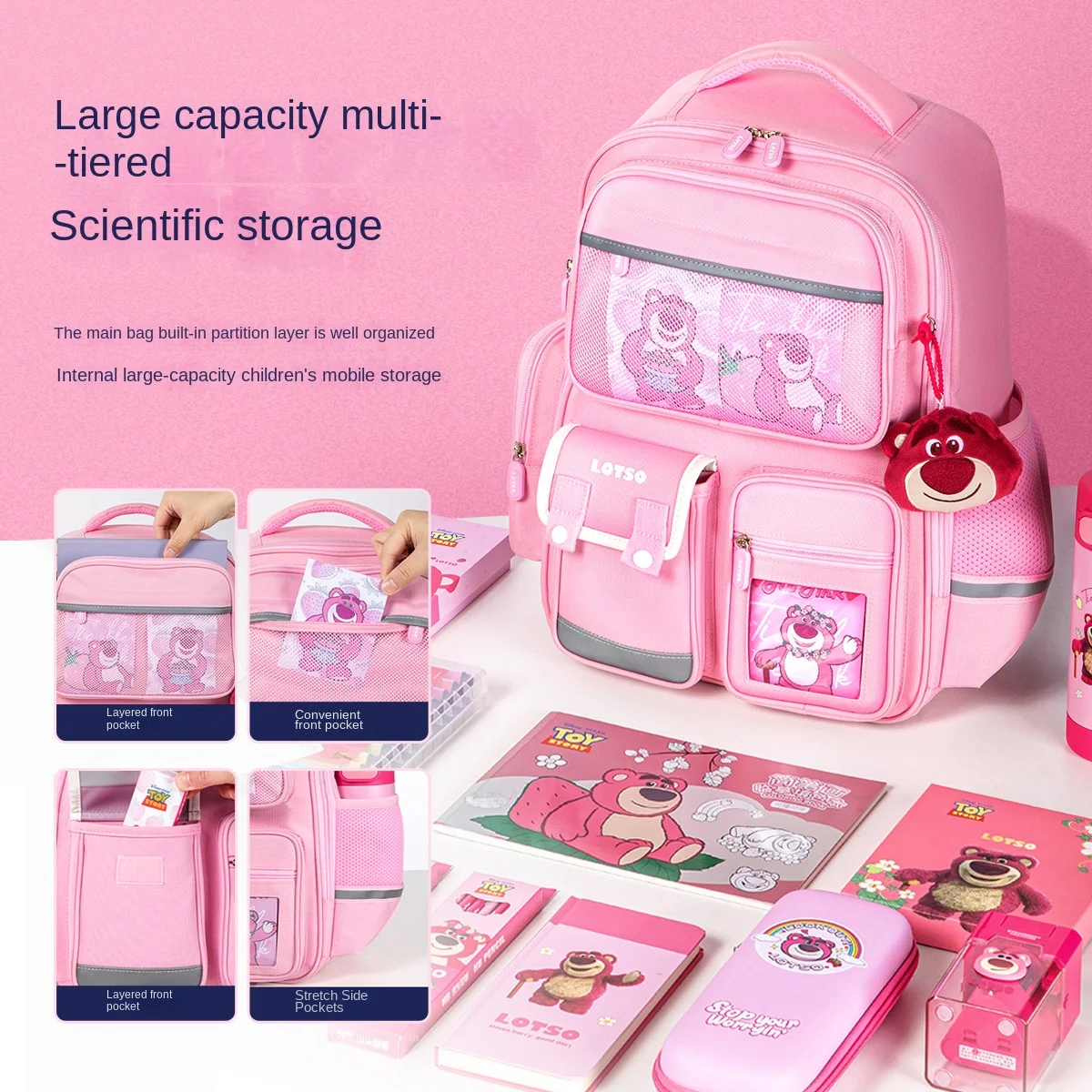 Disney New Girl School Bag Frozen Elsa Lotso Primary Student Shoulder Orthopedic Backpack Large Capacity Light Mochilas Escolare