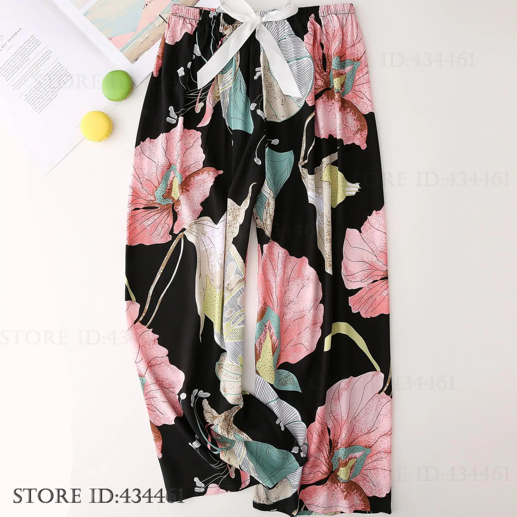 Viscose Pants Women Pajamas Casual Nightwear Pijamas Print Cotton Intimate Lingerie Home Clothes New Sleepwear Pyjamas Homewear