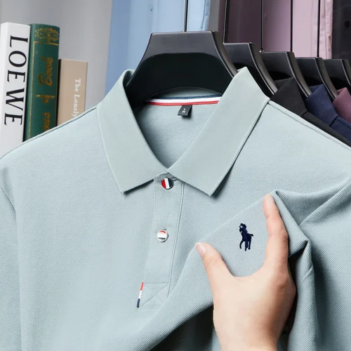 Imagen 2 del producto 2025 Camiseta Polo de verano para hombre, 100% algodón, bordado Premium, cómoda camiseta informal Formal de manga corta que absorbe la humedad