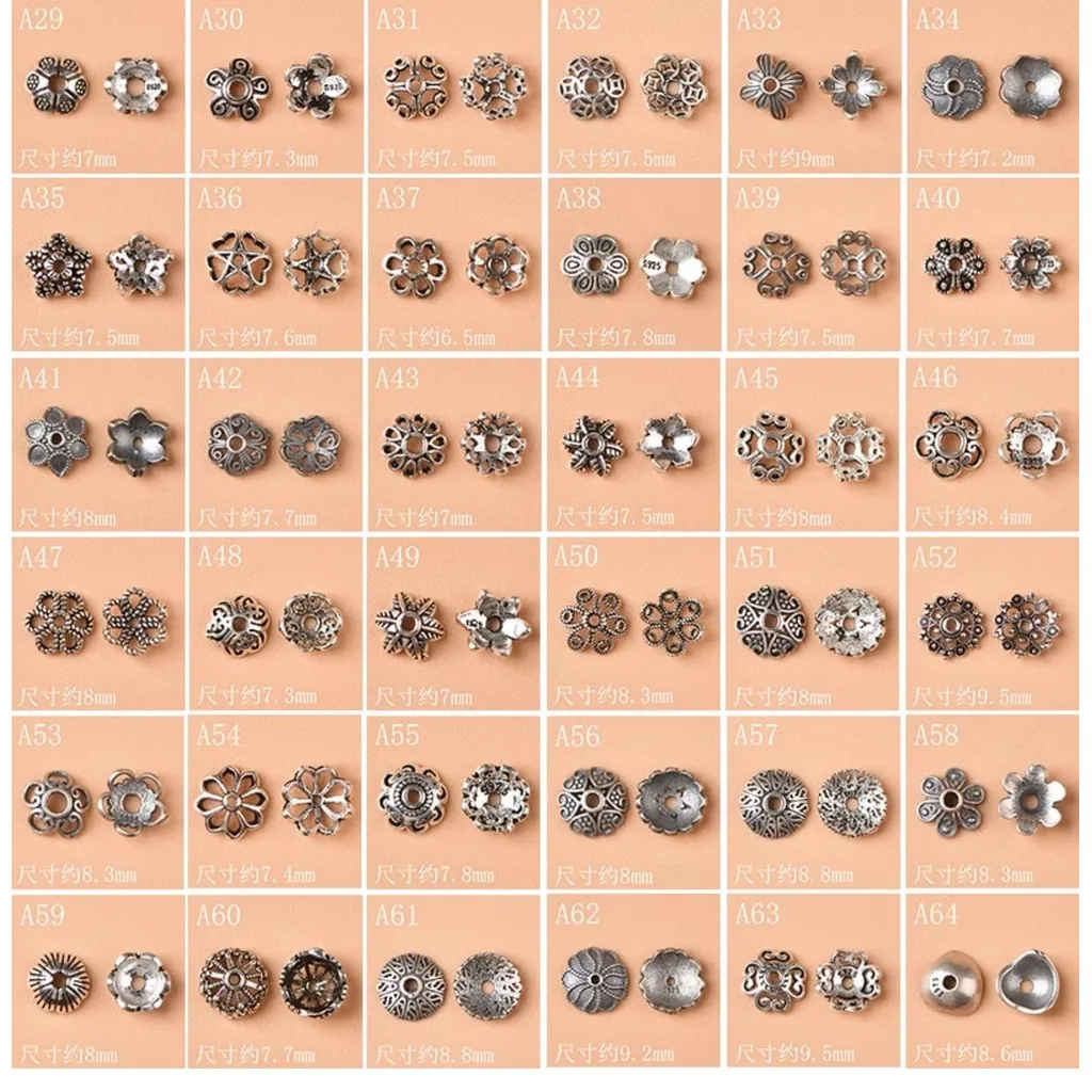 S925 الفضة التبعي حبة حامل حبة واحدة DIY الخرز كريستال صنع المجوهرات