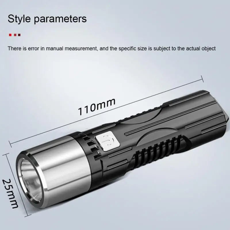 Mini linterna Led con batería integrada, lámpara de antorcha de enfoque con Zoom, Luz Súper brillante, ajustable, 3 modos, luz Led impermeable