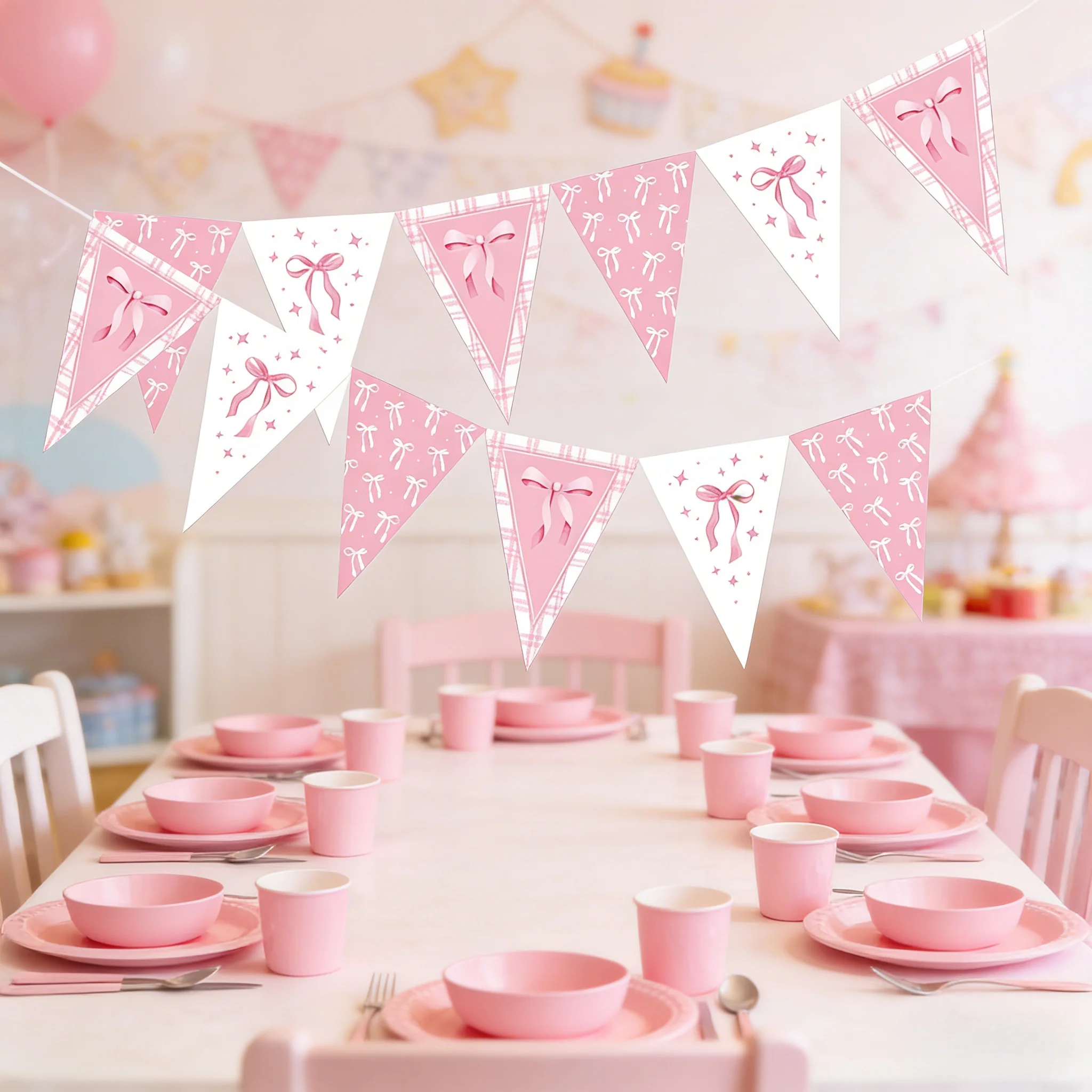 118 Zoll rosa Schleife Wimpelbanner, für Hochzeit, Geburtstag, Braut, Babyparty, Jahrestag, Junggesellenabschied, Dekorationszubehör – Detail 5