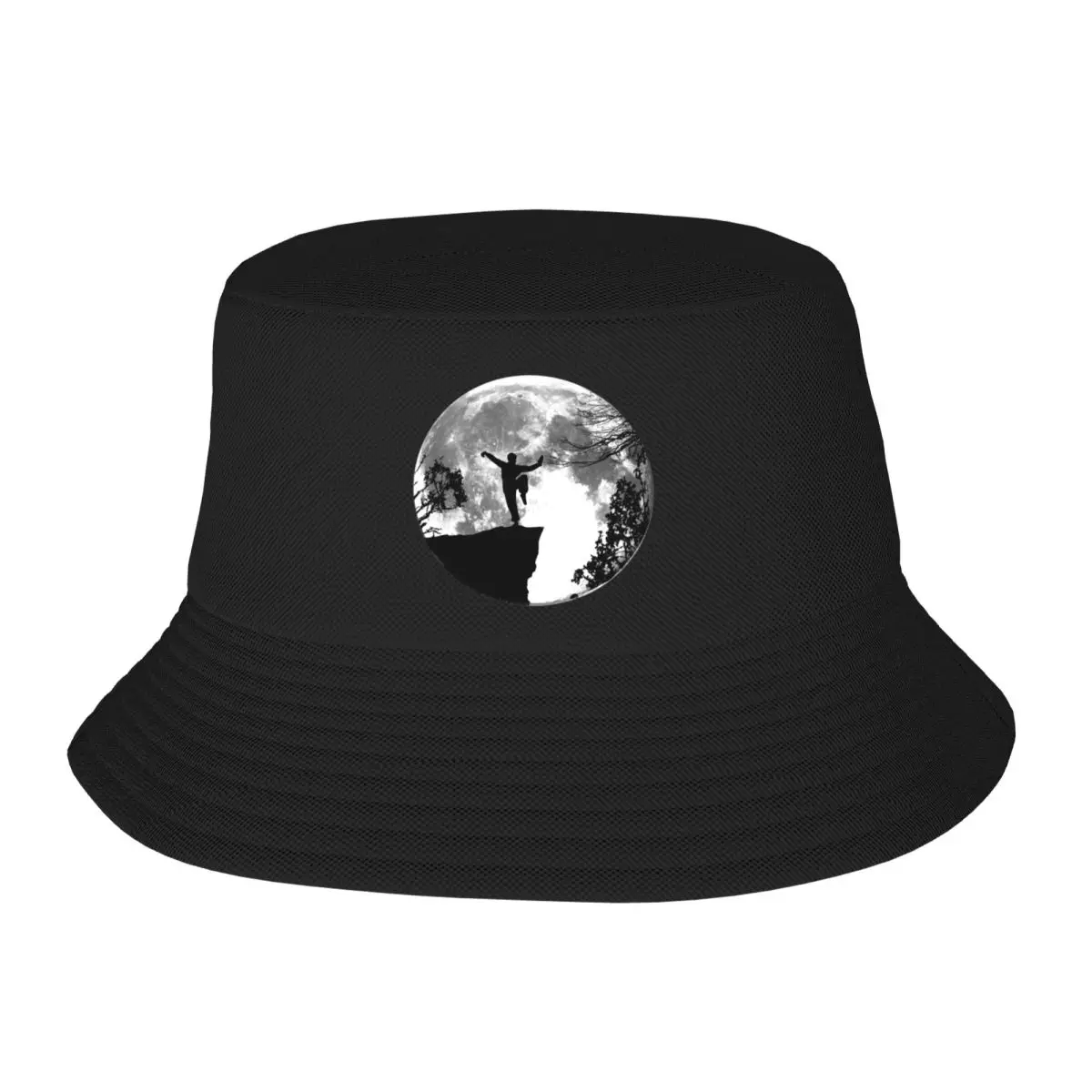 New Practicing Martial Arts in the Moonlight on a Cliff Art Bucket Hat Hats Baseball Cap Sports Caps tea hats Women Caps Men's