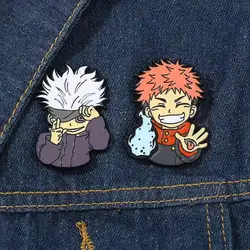 Gojo Satoru Itadori Yuji Enamel Pins Anime Role Eye Mask Figure Manga Brooches Badge Cartoon Jujutsu Kaisen Accessories Jewelry