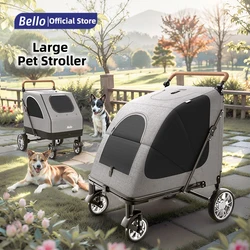 BELLO Large Pet Strollers Cart Dog Stroller Cart Folding Large Space Bearing 55KG Outgoing Pet Dog trolley