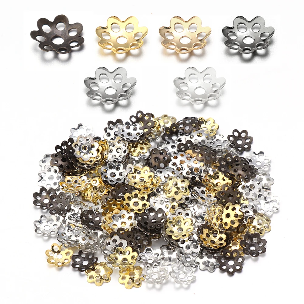 600pcs/Lot Hollow Flower Bead Caps for Jewelry Making Cone End Beads Cap Filigree Loose Spacer Bead DIY Earrings Bracelet