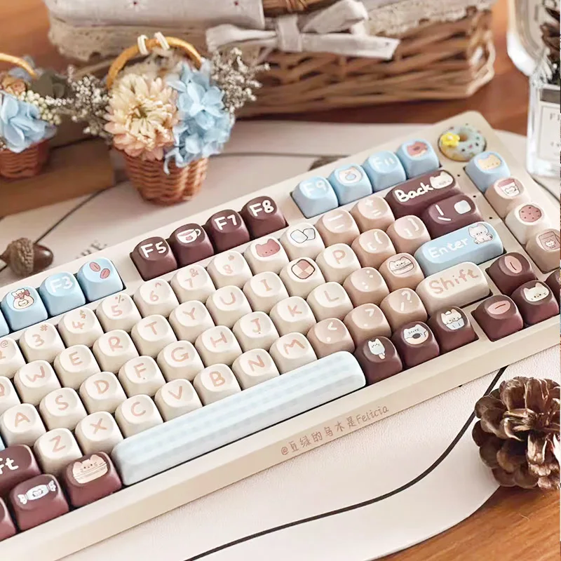 Caramel Latte PBT Keycaps MOA Profile Dye Sublimation for MX Switch Gaming Mechanical Keyboard Keycap MDA