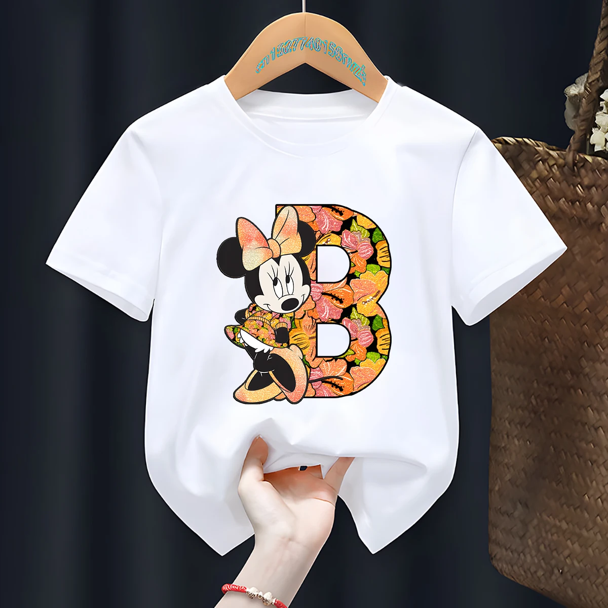 Clothing Cotton 2 to 8 Years Girls Children's Summer Parent-child T-shirts Clothing Cute Minnie Mouse Cartoon Graphic T-Shirts