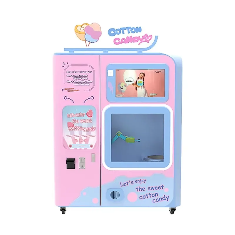 Smart Digital Touch Screen Square Vending Machine, Fully Automatic New Sugar Cotton Candy Floss Device