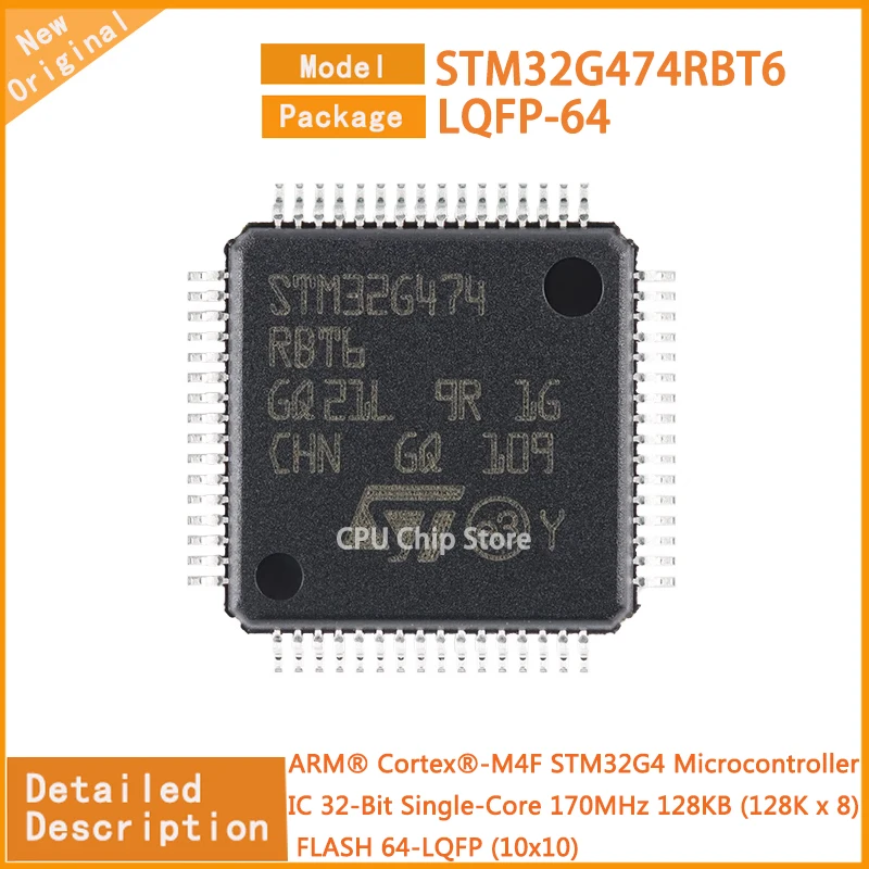 5Pcs/Lot New Original STM32G474RBT6 STM32G474 MCU  Microcontroller IC 32-Bit Single-Core 170MHz 128KB (128K x 8) FLASH 64-LQFP