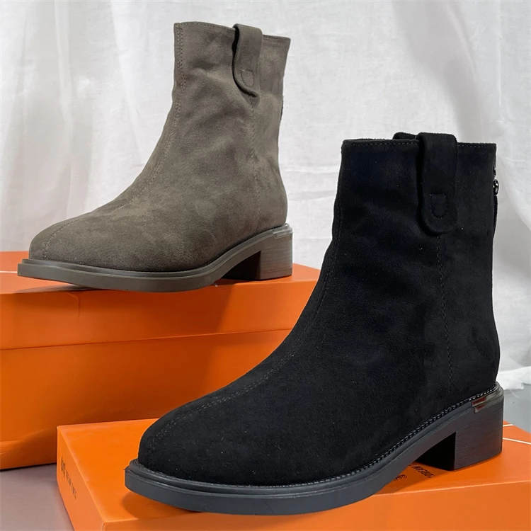 

Женские ботинки челси на массивном каблуке из натуральной кожи, осенне-зимние, новые, утепленные флисом, в стиле ретро