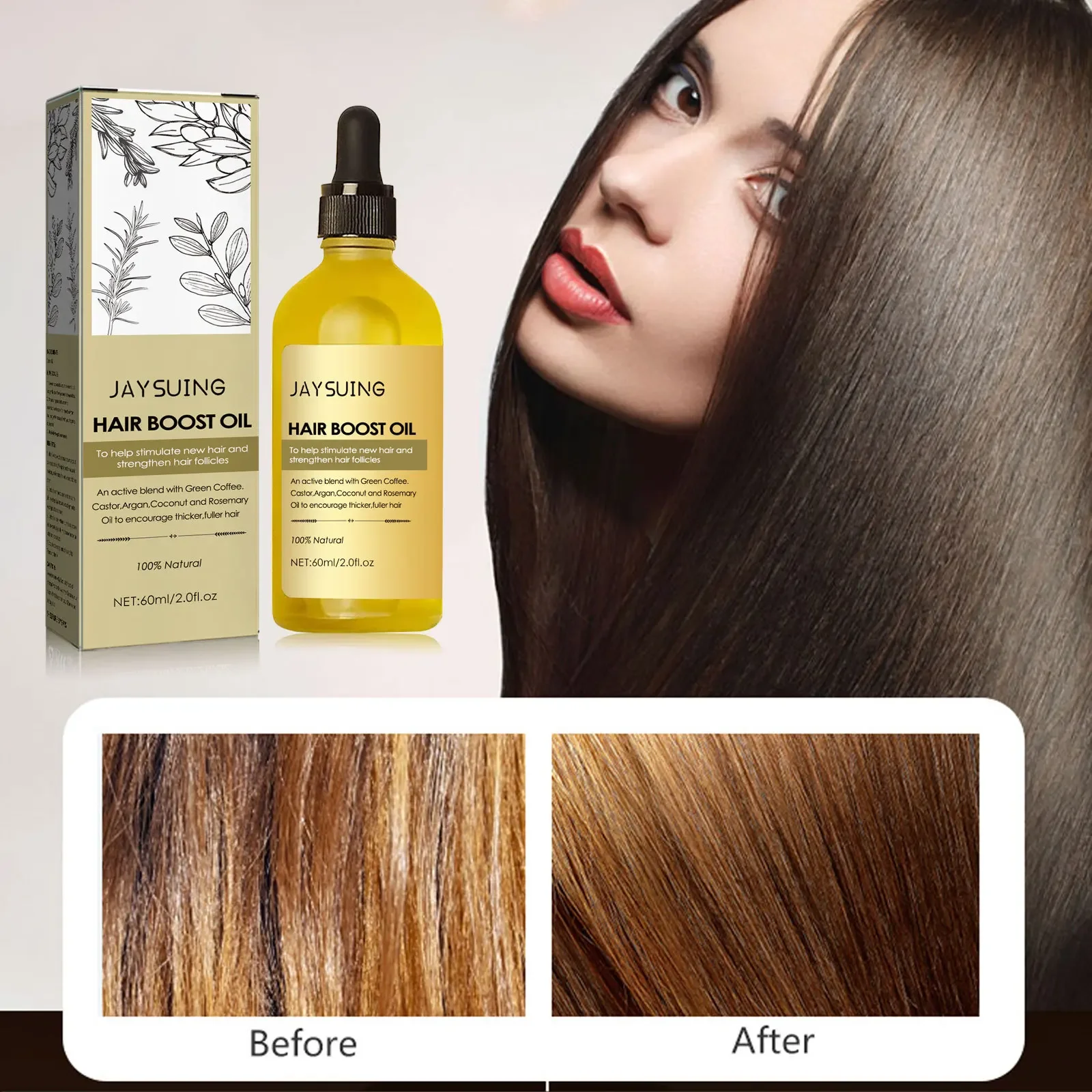 

60ml Jaysuing Rosemary Dense Hair Essential Oil Solid Hairs Dense Hairs Anti-Drop Improve Frizzy Hair Repair Dry Hair Products