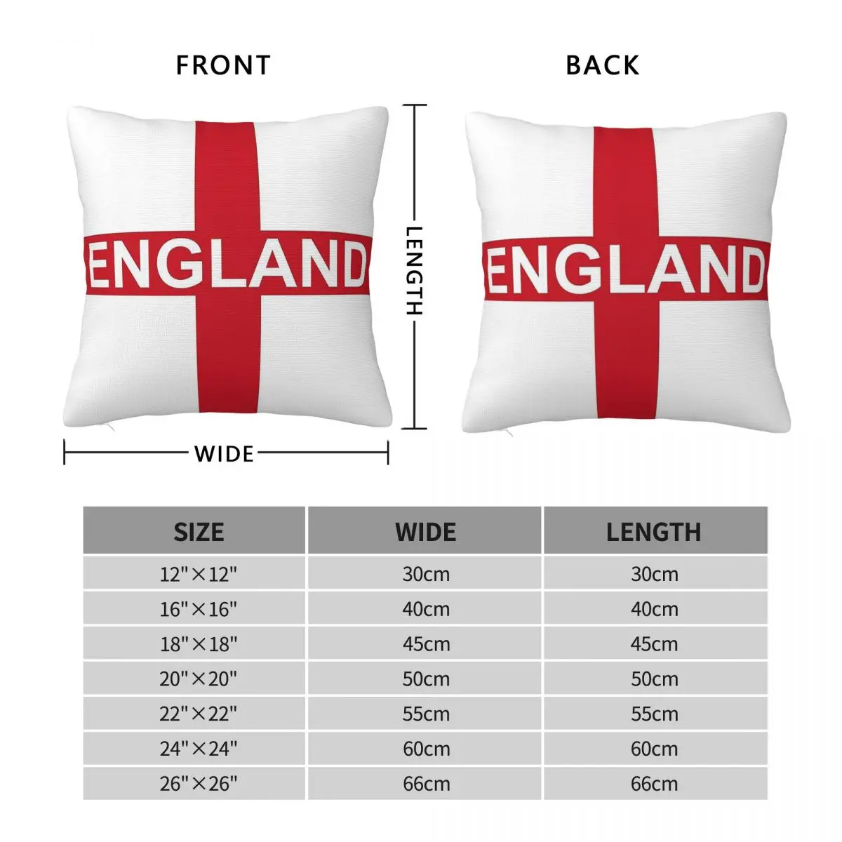 England Supporter Banner Square Pillowcase Polyester Linen Velvet Pattern Zip Decor Bed Cushion Cover