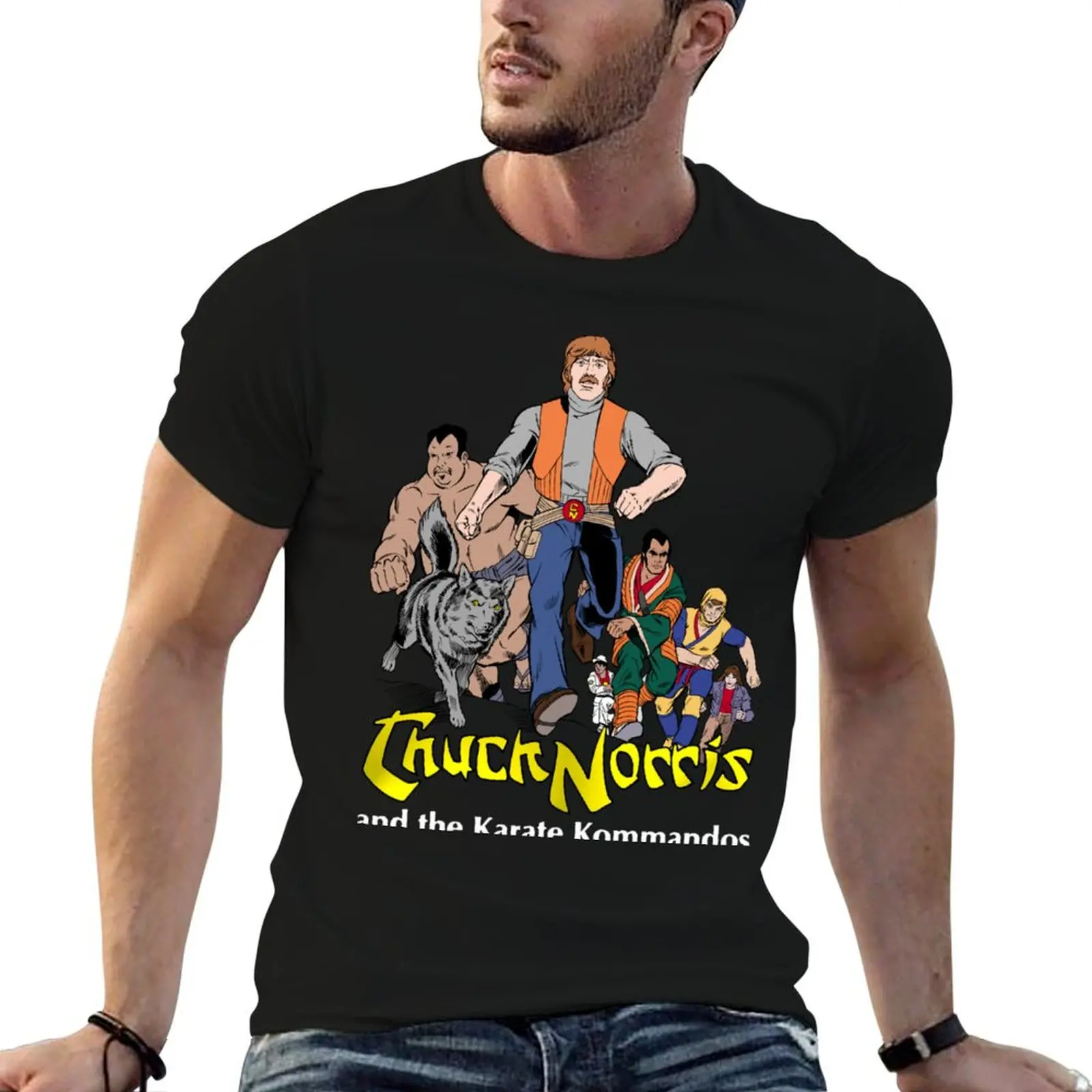 Chuck Norris and the Karate Kommandos - Full Team - White Font T-Shirt Soft Lightweight Cotton T-Shirt