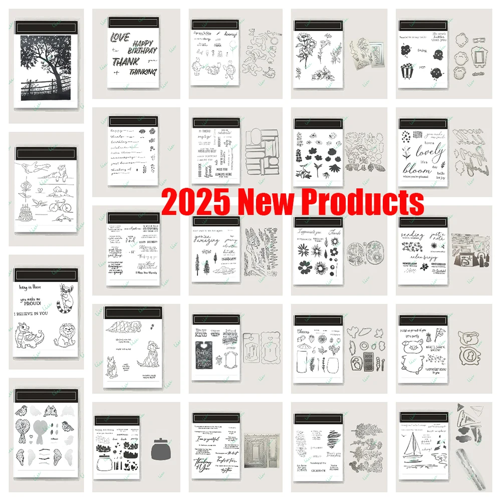

2025 New Birthday Decorate DIY Greeting Scrapbook Metal Cutting Dies Craft Emboss Decorate Molds Big Tree and Small Pig Flower