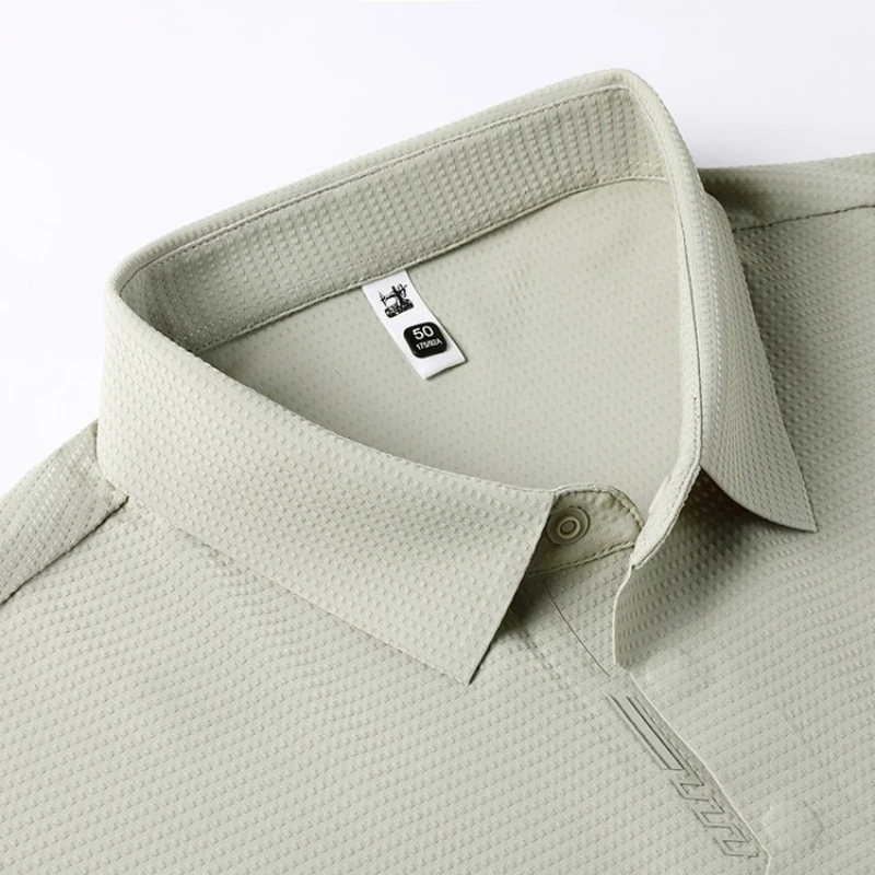 Men's Polo Shirt - UV 50+ & 10A Antibacterial, 180g Breathable Textured Fabric, Cooling Quick-Dry