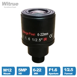 5.0Megapixel Varifocal 6-22mm CCTV Lens M12 Mount Aperture F1.6 Format 1/2.5