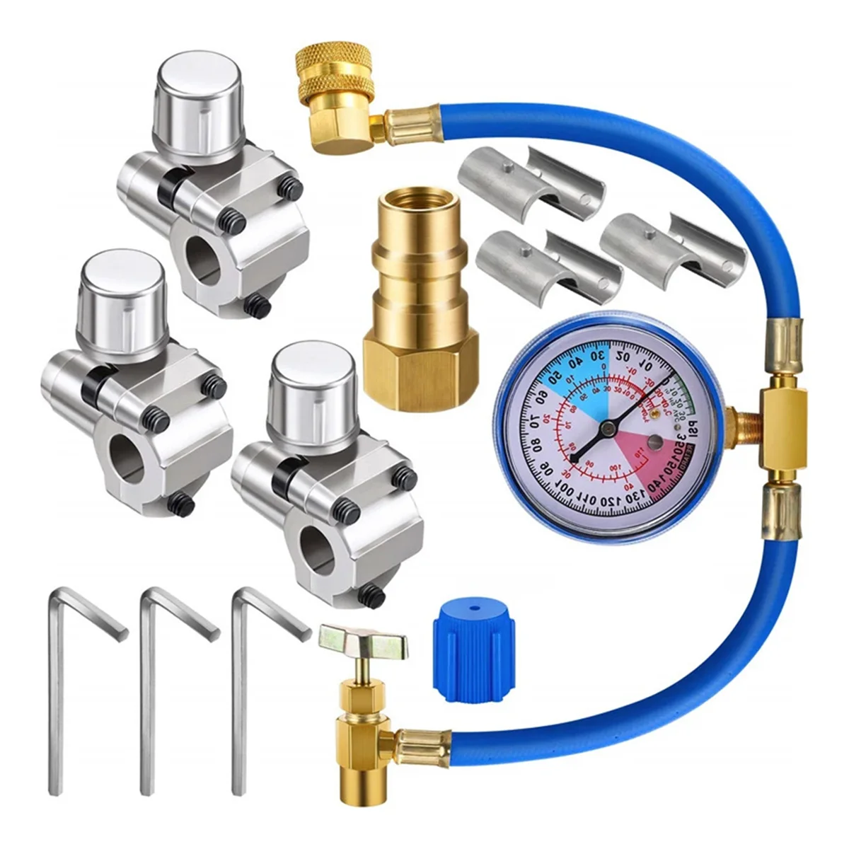 BPV31 Hose Refrigerant Valve Piercing U-Type Piercing Tap Valve Kit Hose Refrigerant Tap with Gauge R134A