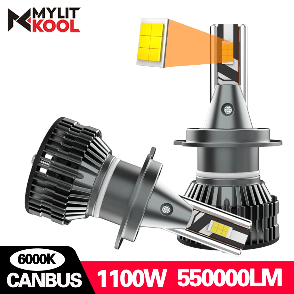 

1100 Вт H11 H7 Canbus Светодиодные фары H4 Автомобильные фары 550000 лм H1 9005 Hb3 9006 Hb4 9012 Автомобильные фары 6000k 3570 Чип 12 В 24 В