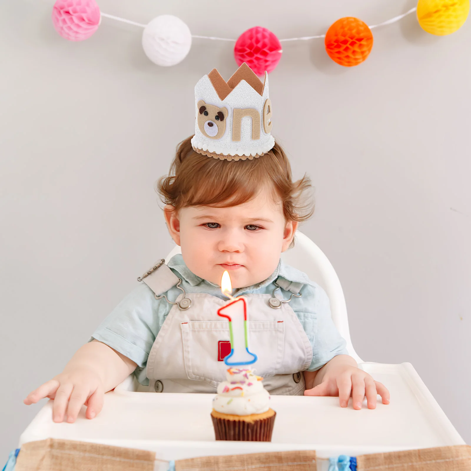 

First Hat 1St Birthday Crown Baby Birthday Party Hat Adorable Bear Design Soft Comfortable Toddler Kid Photo Prop