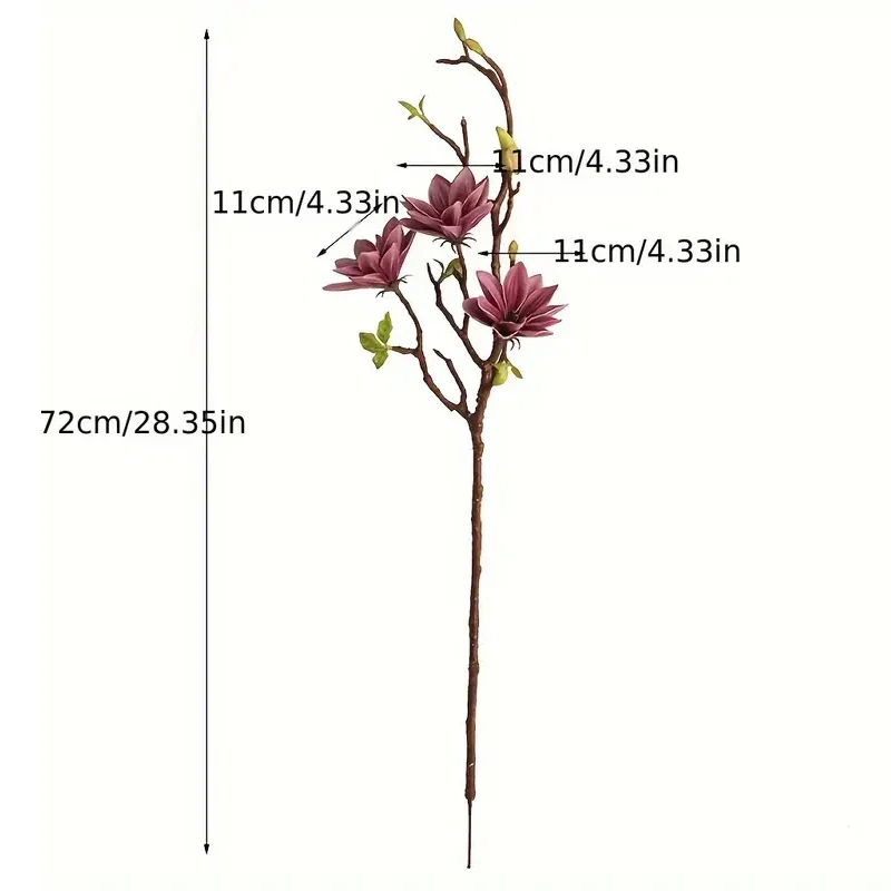 72 سنتيمتر اللمس الحقيقي إيفا ماغنوليا باقة كبيرة الأوركيد الزهور الاصطناعية فرع مع أوراق الزفاف المنزل الجدول زهرية حفلة الديكور