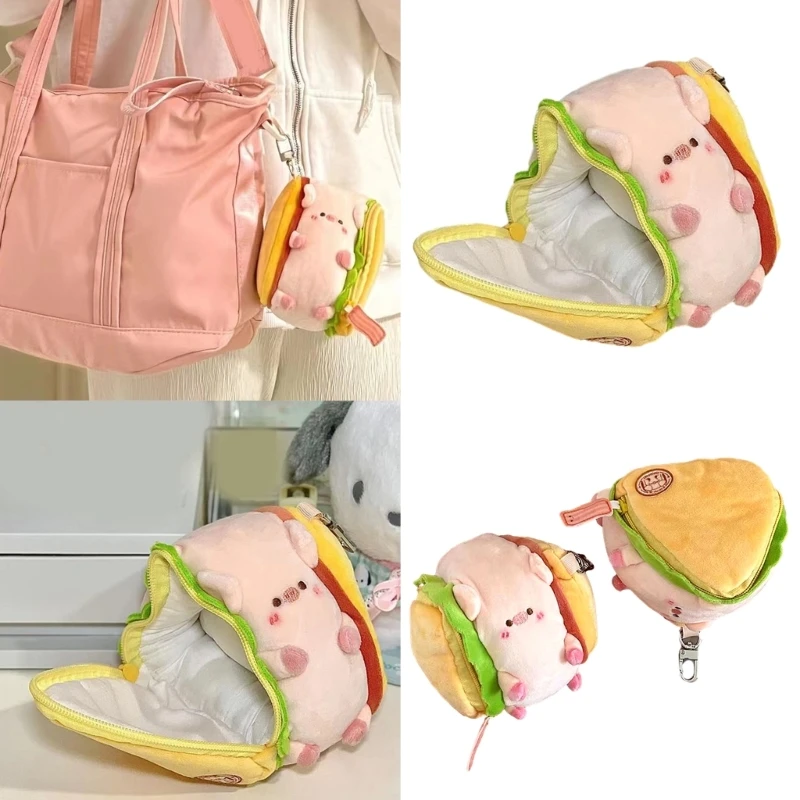 Đáng Yêu Mô Phỏng Hình Heo Con Móc Khóa Sandwich Lợn Sang Trọng Keyrings Thú Nhồi Bông Móc Khóa Chức Năng Túi Mặt Dây Chuyền Phụ