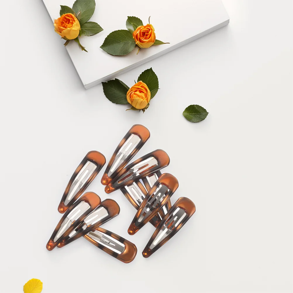 

10 PCS Tortoiseshell Hairpin Clip Snap Barrettes for Women Fine Small Clips Plastic Woman