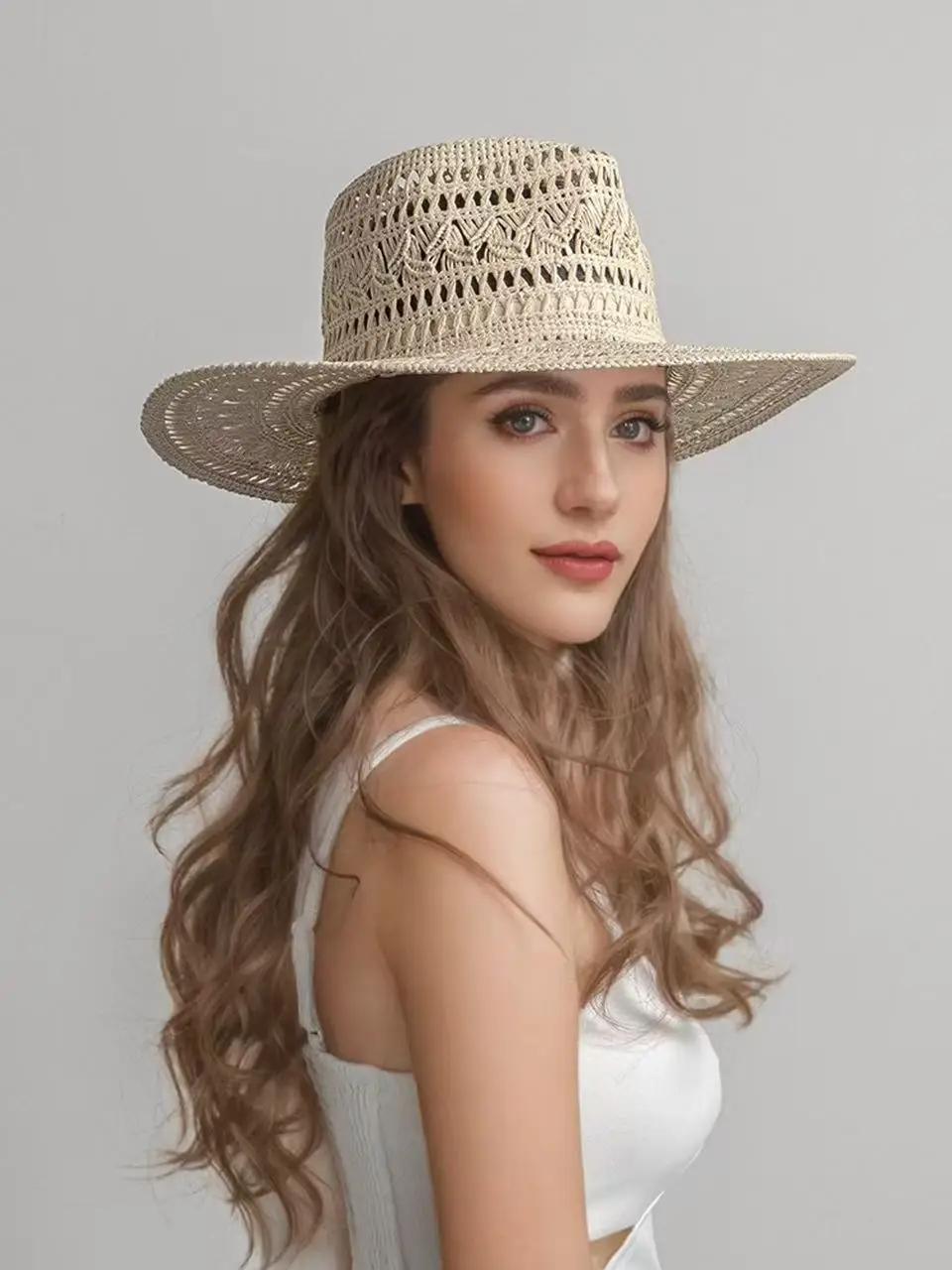 

Повседневная шляпа ручной работы из бумаги St Sunade с большими полями, уличная пляжная модная шляпа с высоким берцем для женщин, летняя дорожная шляпа