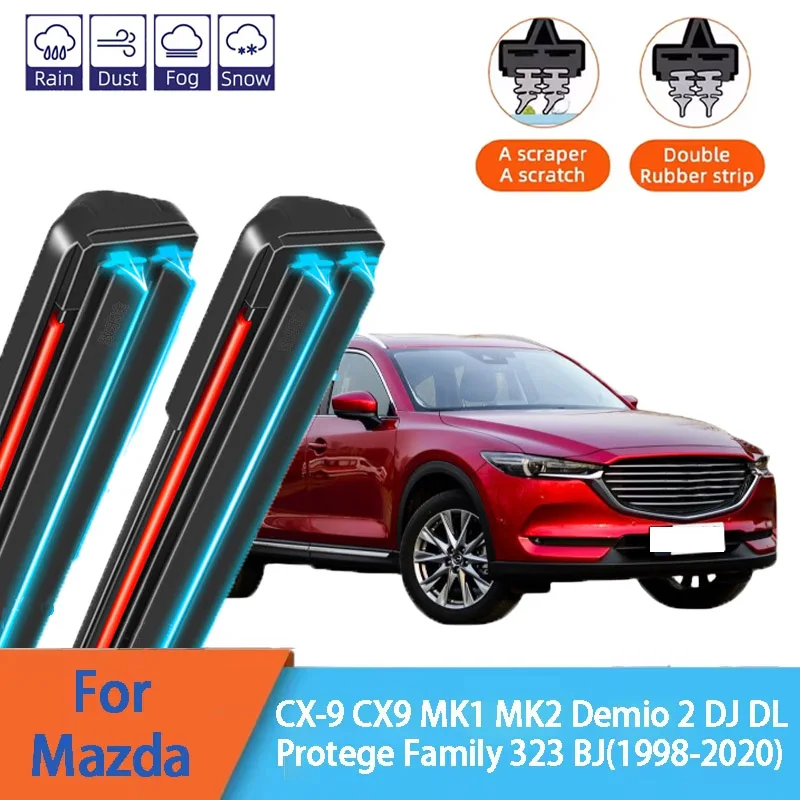 

For Mazda CX-9 CX9 MK1 MK2 Demio 2 DJ DL Protege Family Front Windscreen Wipers Double Rubber Car Wiper Blades Car Accessories