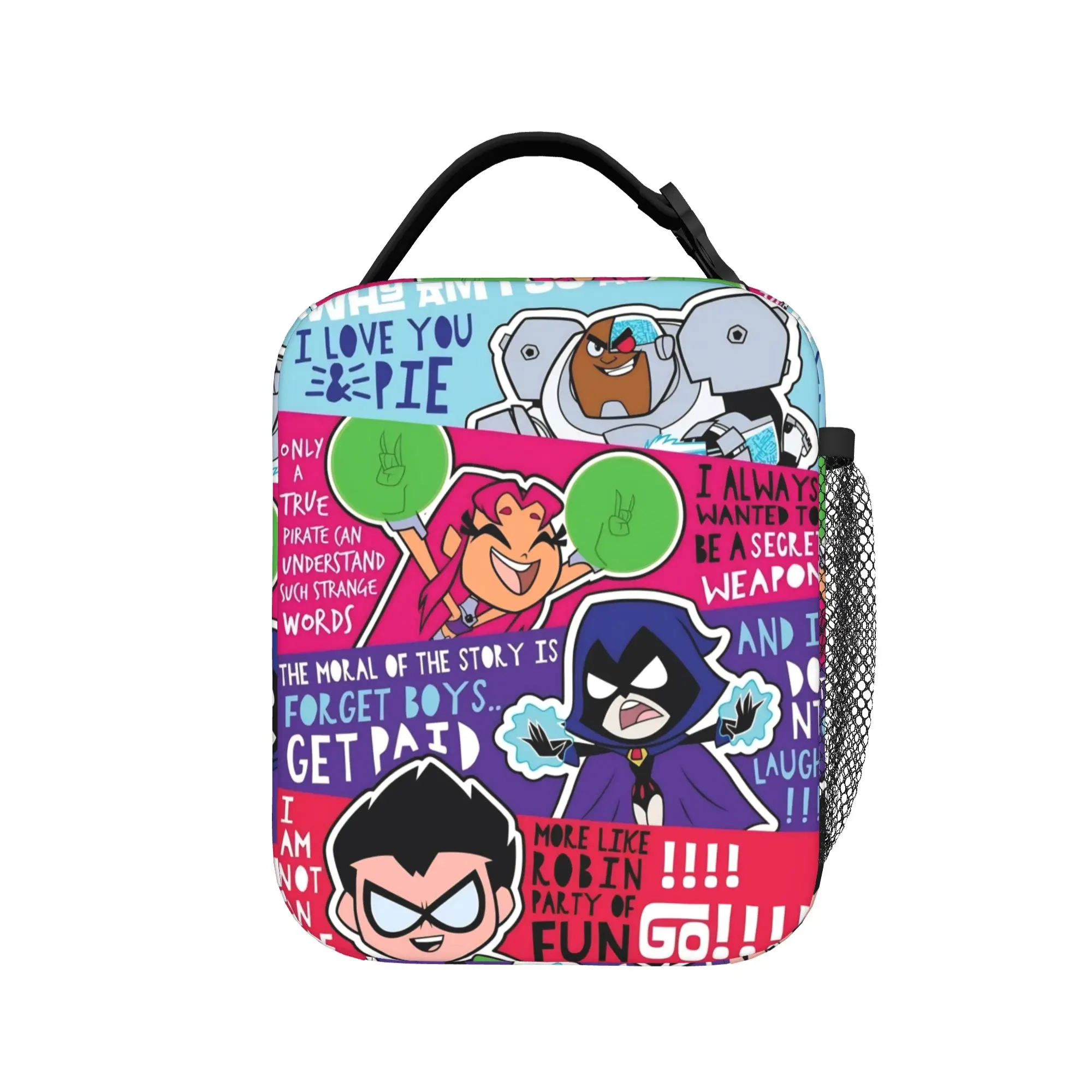 Teen Go Cartoon Insulated Lunch Bags Thermal Bag Reusable,Meal Container Teen Titans Go High Capacity Tote Lunch Box