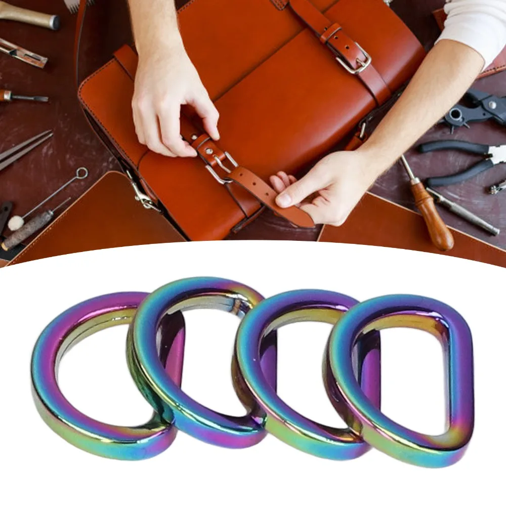 10PCS Luggage Accessories Rainbow D Rings Glossy Finish Zinc Alloy Bag Buckles Durable Non-welded Purse Hardware Bag Making