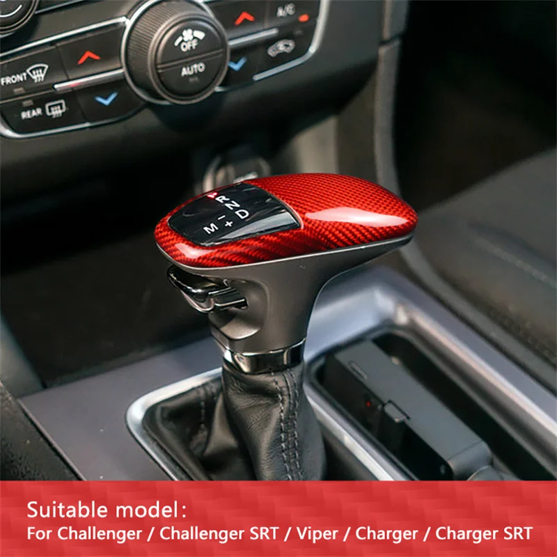 2015-2023 For Dodge Challenger Charger Viper SRT Shift Knob Cover Genuine Carbon Fiber 3D  Decorative Sticker