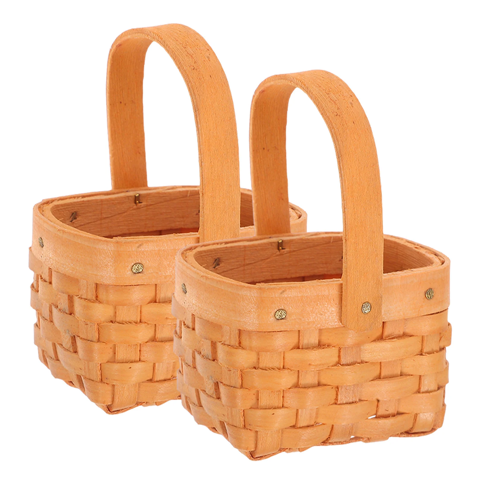 

2pcs Mini Wooden Woven Baskets Small Bamboo Organizer For Candy Storage Birthday Party Favors Home Decor Shopping Basket