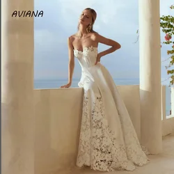 Vestido de novia elegante personalizado con forma de corazón para mujer, vestido de novia sencillo con apliques de encaje ilusión sin mangas y espalda descubierta 2025