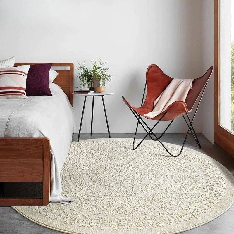 Wool round carpet, solid color plain living room coffee table blanket, bedroom wabi-sabi