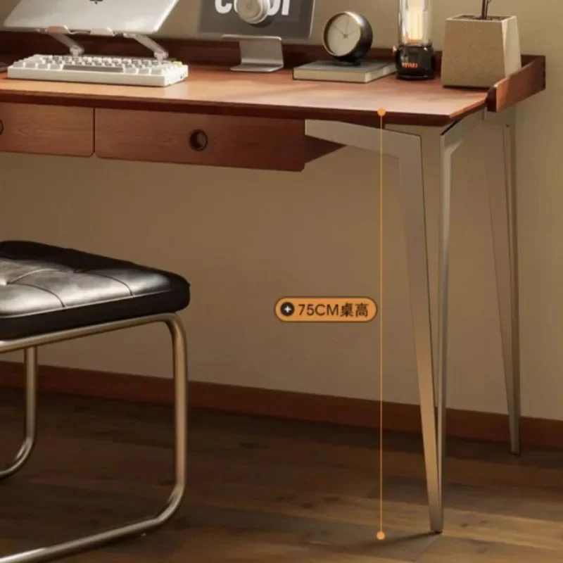 Nordic retro solid wood desk, study integrated writing desk, home computer study desk
