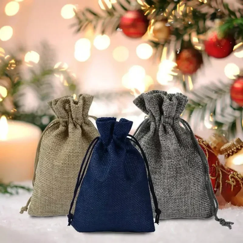 Christmas Gift Bags Calendar Countdown Jute Bag Advent Calendar Christmas Gift Bag Candy Storage Pouch DIY Christmas Gift Bag