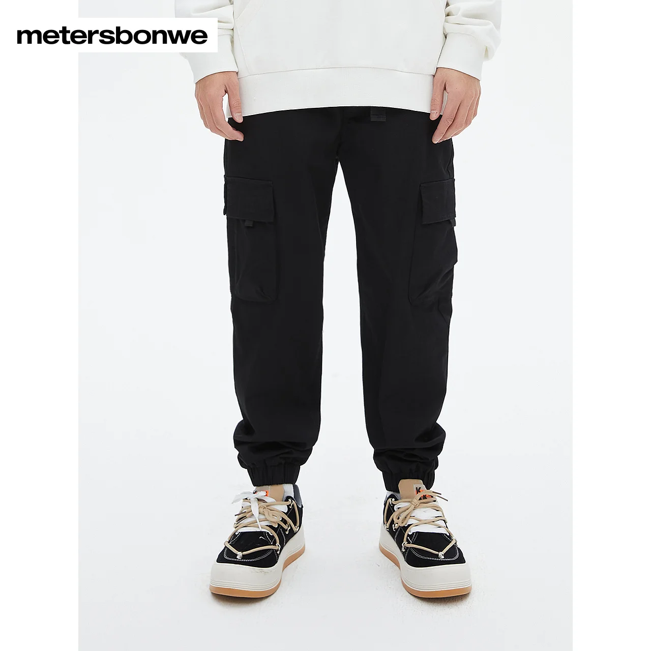 Metersbonwe-Multi Bag Jogging Casual Trousers Loose Spring Autumn Cargo Pants Sporty Minimalist Fashionable Brand