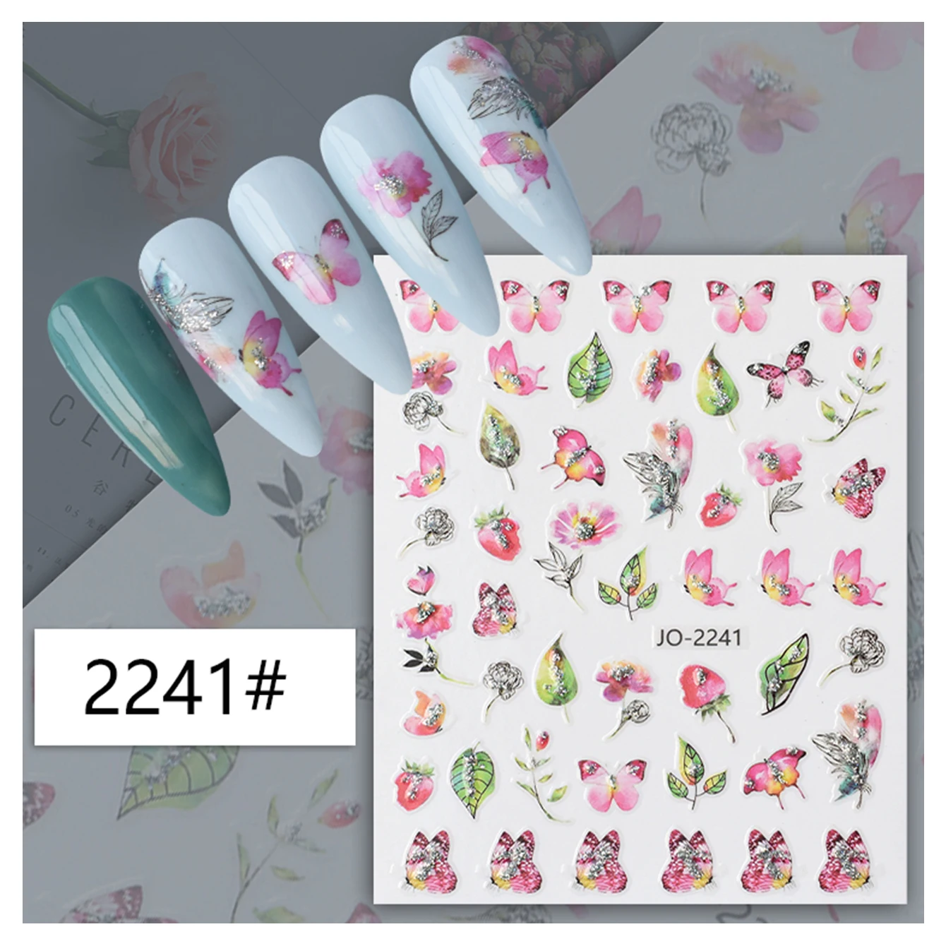 Aquarel Bloem Nagel Sticker Madeliefje Kersenbloesem Blaadje Vlinder Charme Lente Zomer Slider Y 2K Manicure Decoratie Tips