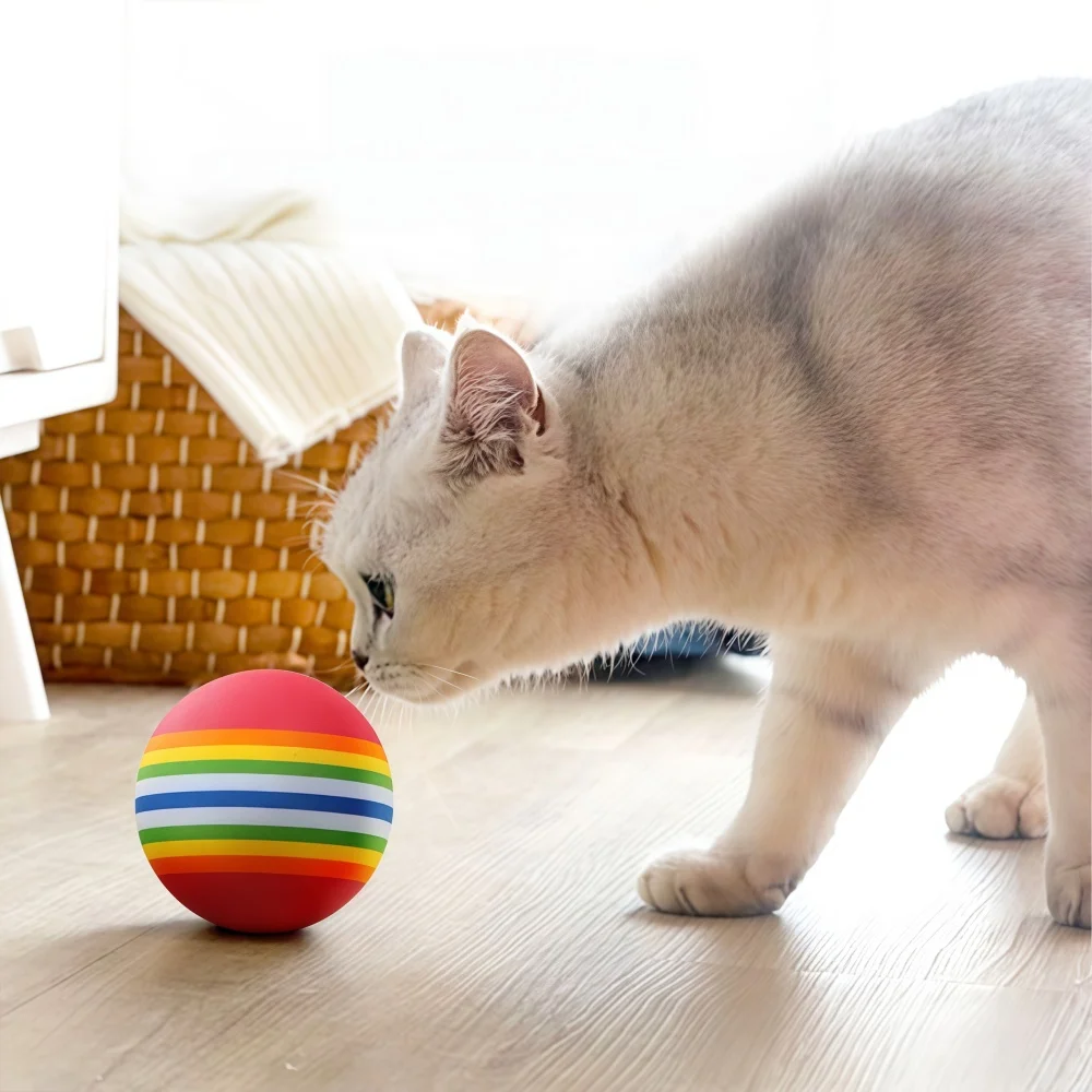 1/9 Stück Katzenspielbälle zur Selbstunterhaltung, Langeweilebekämpfung, Regenbogenfarben, Schaumstoff-Teasing-Bälle für Kätzchen, interaktive Spielzeuge, lustiges Haustiergeschenk – Detail 9