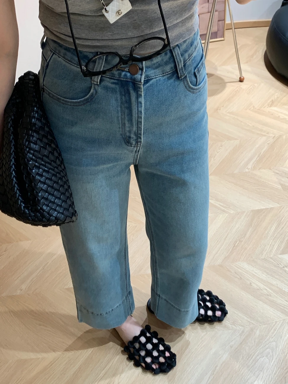 

Новые весенне-осенние женские джинсы-брюки с широкими штанинами в стиле французского багета, универсальные повседневные брюки в стиле ретро с высокой талией и застежкой-молнией