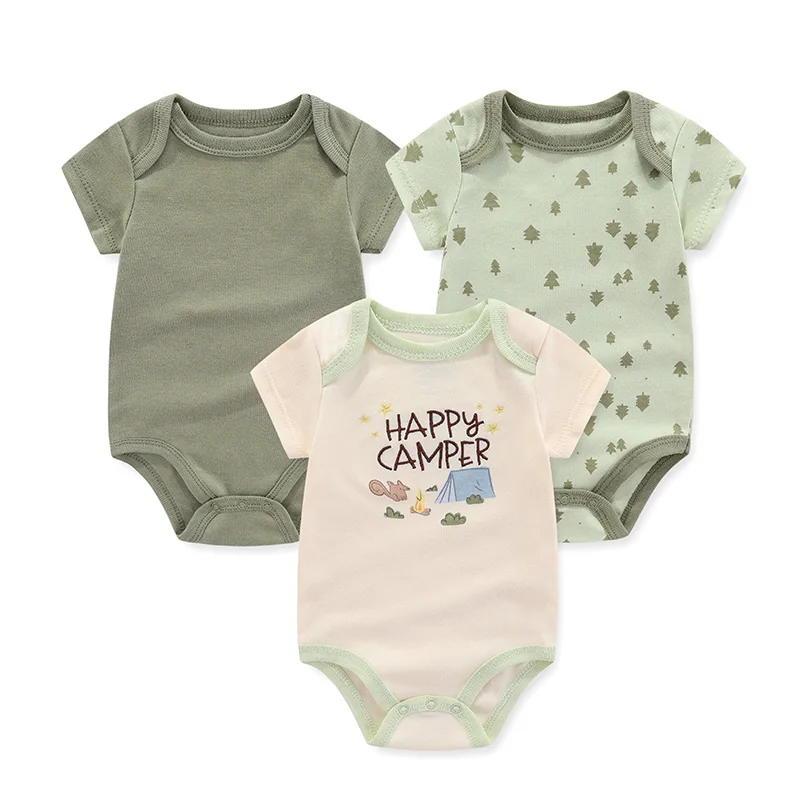 3Pcs/Lot Summer Cartoon Baby Bodysuits Boy Girl 100%Cotton Soft Onesies Unisex Infant Clothes